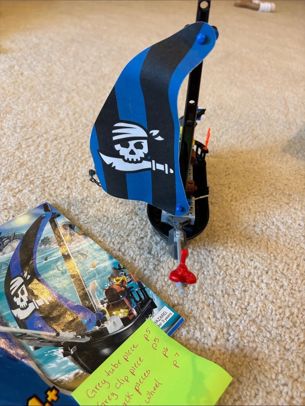 Lego Black and Blue Pirate Ship with Skull Sail